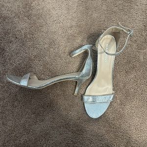 Silver Heels with Ankle Strap Size 8